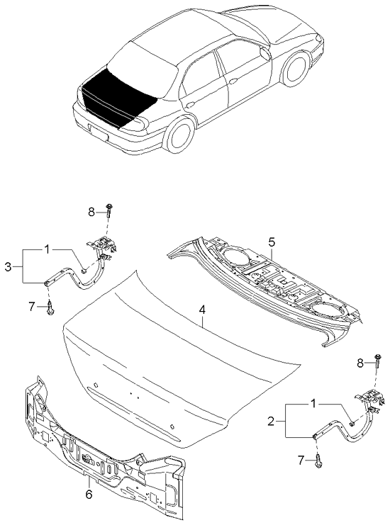 Крышка багажника KIA Spectra (2006-2009)