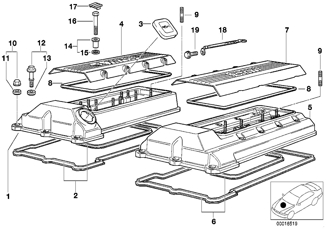 Прокладка крышки клапанов (1-4 цил.) (M62) BMW X5 E53 (1999-2006)