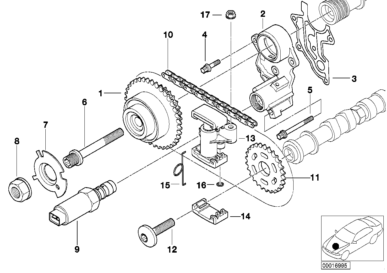 Натяжитель верхней цепи ГРМ (1-4 цил.) (M62) BMW X5 E53 (1999-2006)