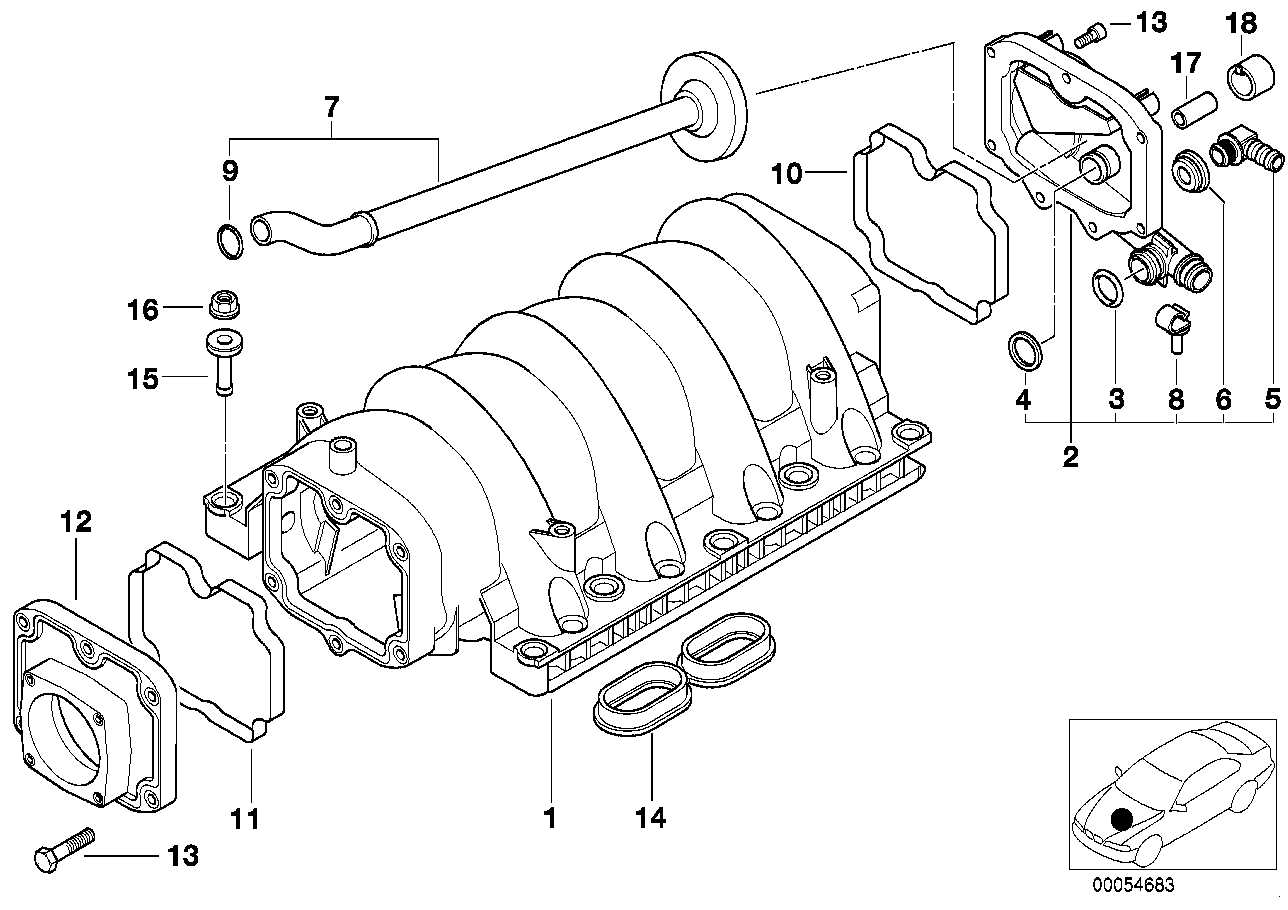 Прокладка впускного коллектора (M62) BMW X5 E53 (1999-2006)