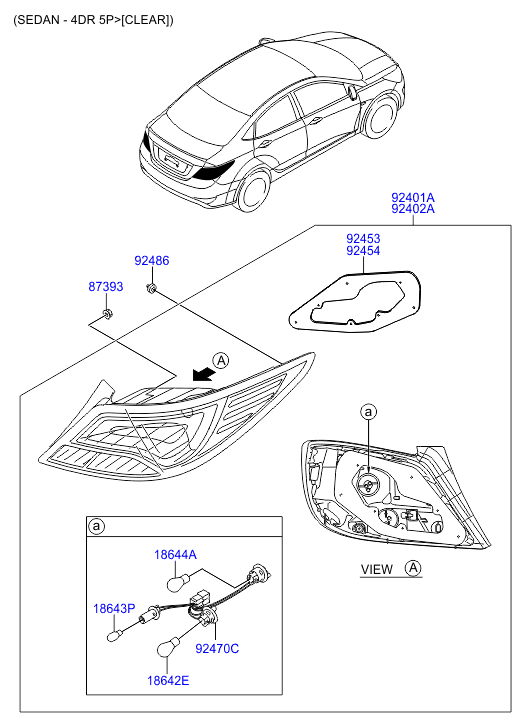 Фонарь левый Hyundai Solaris (седан) (2014-н.в.)