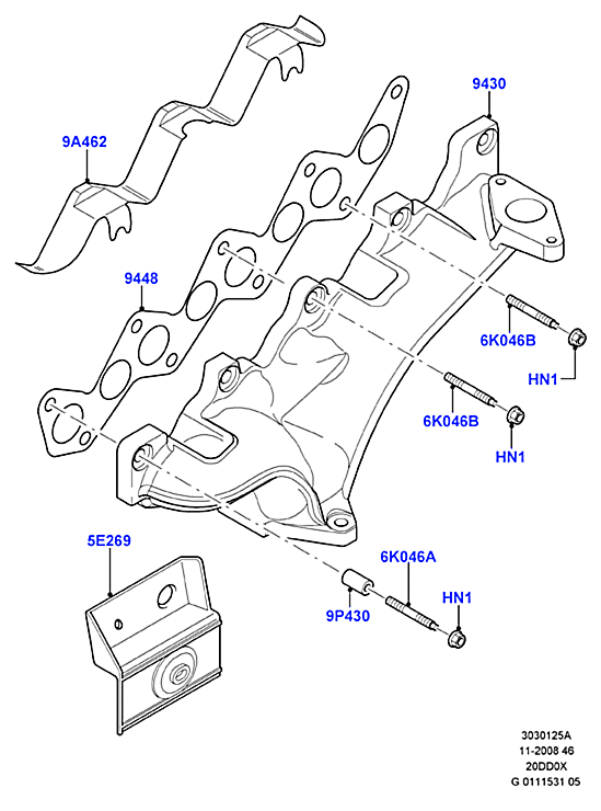 Прокладка выпускного коллектора Ford Kuga 1 (2008-2013)