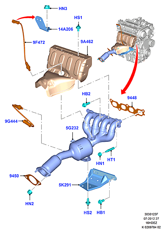 Прокладка выпускного коллектора Ford Fiesta 5 (2001-2008)