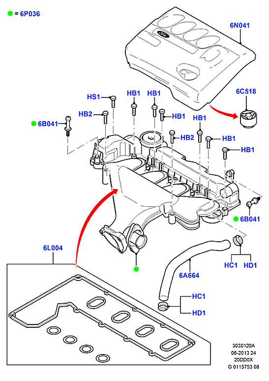 Прокладка впускного коллектора Ford Kuga 1 (2008-2013)