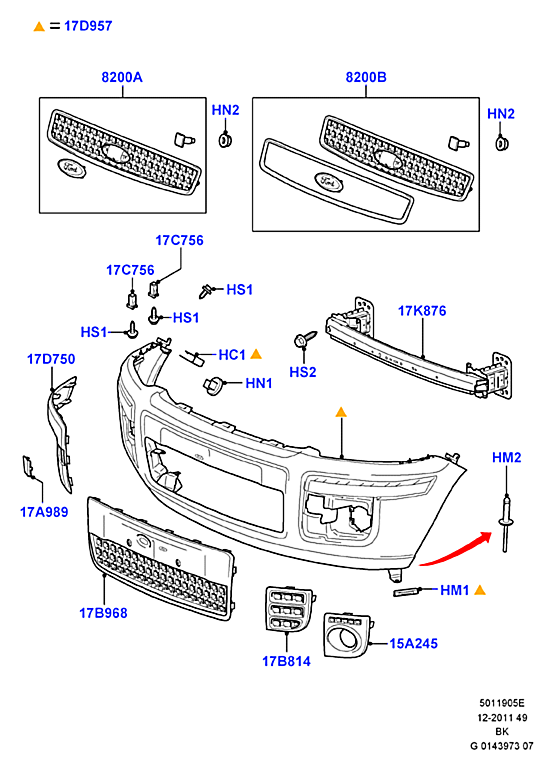 Решетка бампера переднего Ford Fusion (2002-2012)