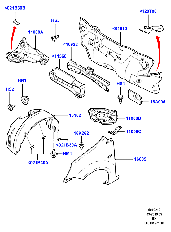 Подкрылок передний правый Ford Fusion (2002-2012)