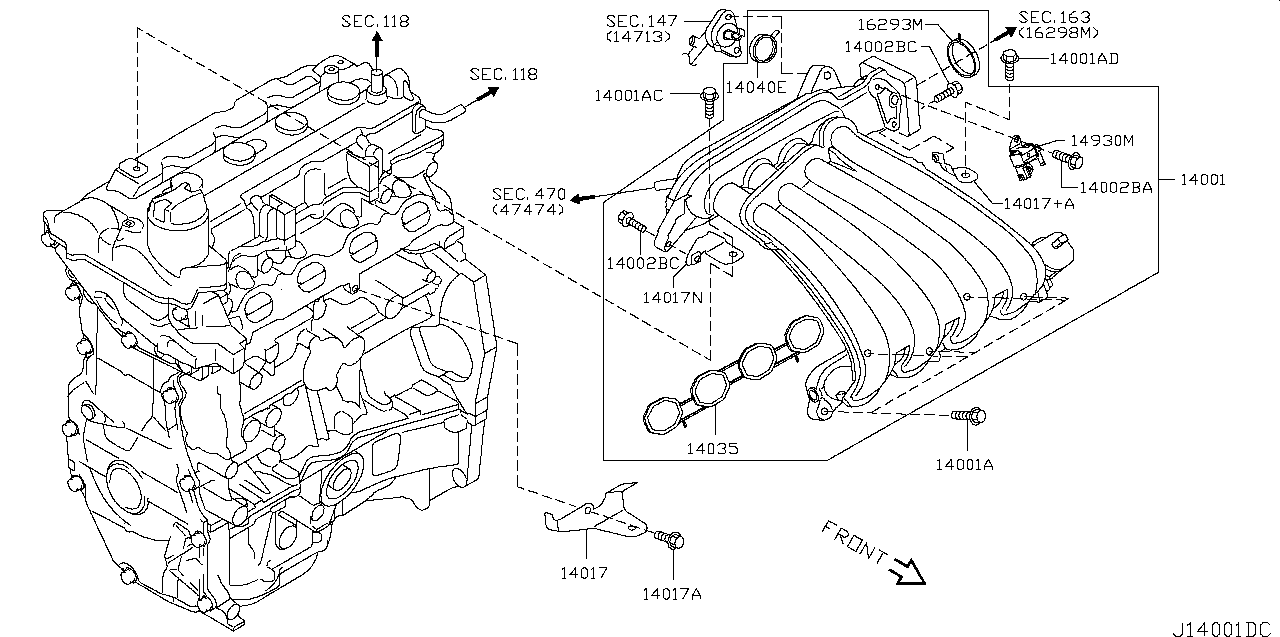 Прокладка впускного коллектора Nissan Sentra B17 (2012-2017)