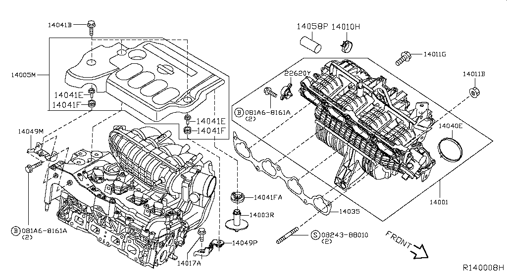 Прокладка впускного коллектора Nissan Teana L33 (2014-н.в.)