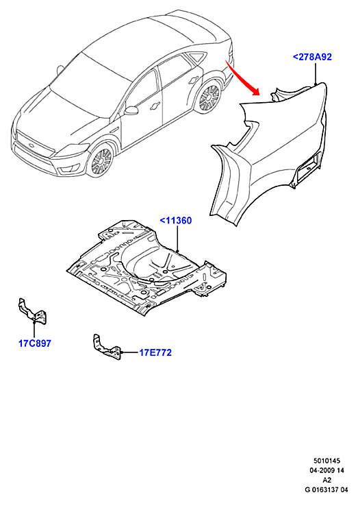 Крыло заднее правое Ford Mondeo 4 (2007-2015)