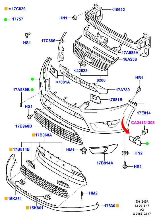 Абсорбер бампера переднего Ford Mondeo 4 (2007-2015)