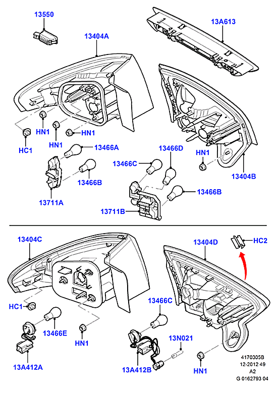 Фонарь правый внутренний Ford Mondeo 4 (2007-2015)