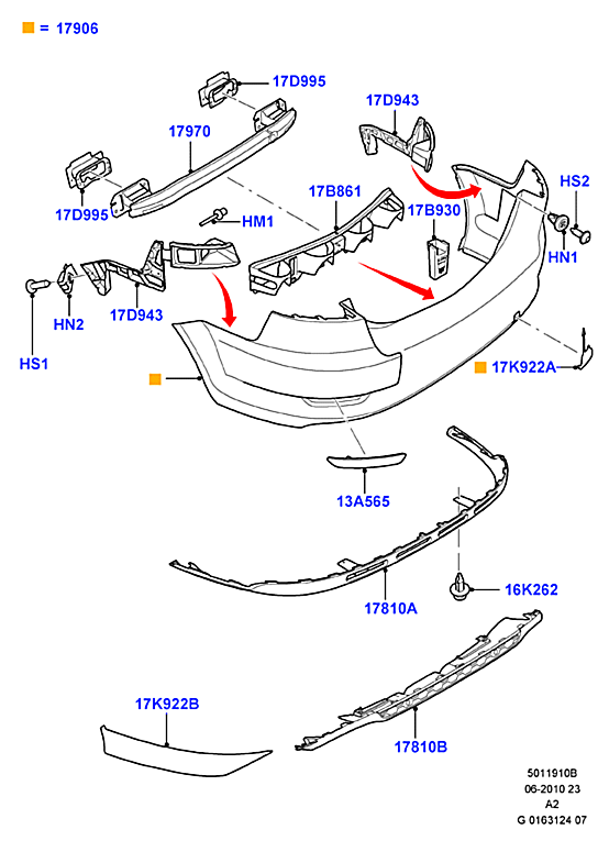 Катафот бампера заднего правый Ford Mondeo 4 (2007-2015)