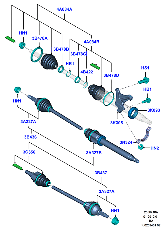 Привод передний в сборе левый Ford Fiesta 6 (2008-2012)