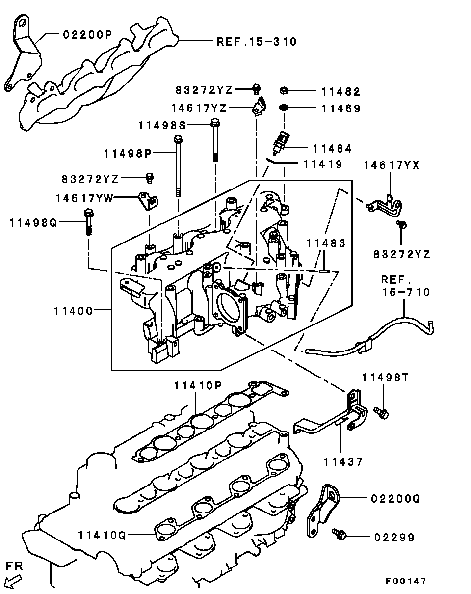 Прокладка впускного коллектора узкая (2.5L) Mitsubishi L200 4 (2006-2016)