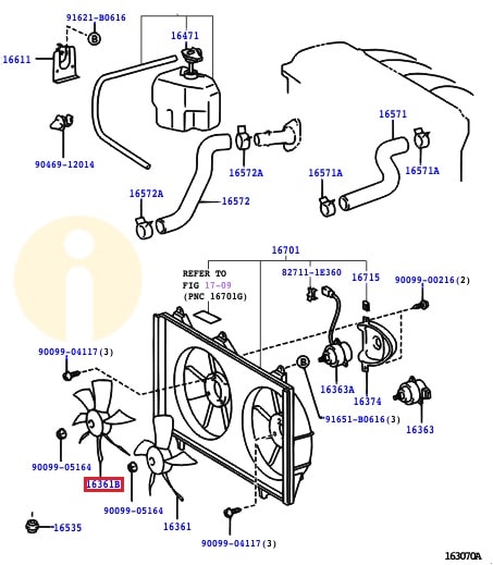 Крыльчатка вентилятора радиатора охлаждения правая Toyota Camry v30 (2001-2006)