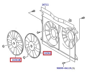 Крыльчатка вентилятора радиатора охлаждения Toyota Corolla e150 (2006-2012)