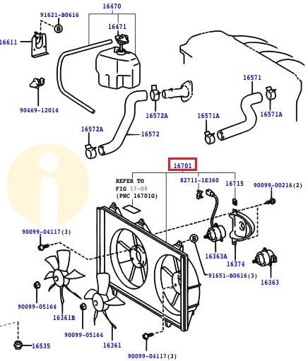 Диффузор радиатора Toyota Camry v30 (2001-2006)