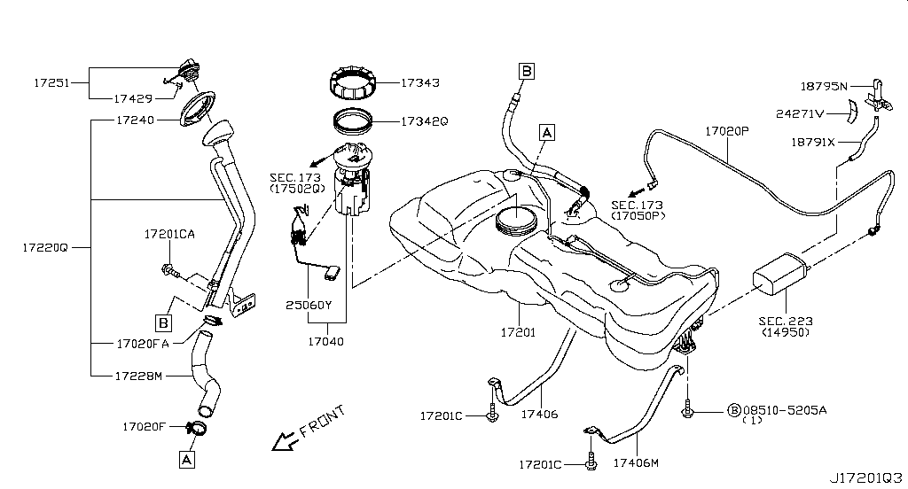 Насос топливный в сборе Nissan Sentra B17 (2012-2017)