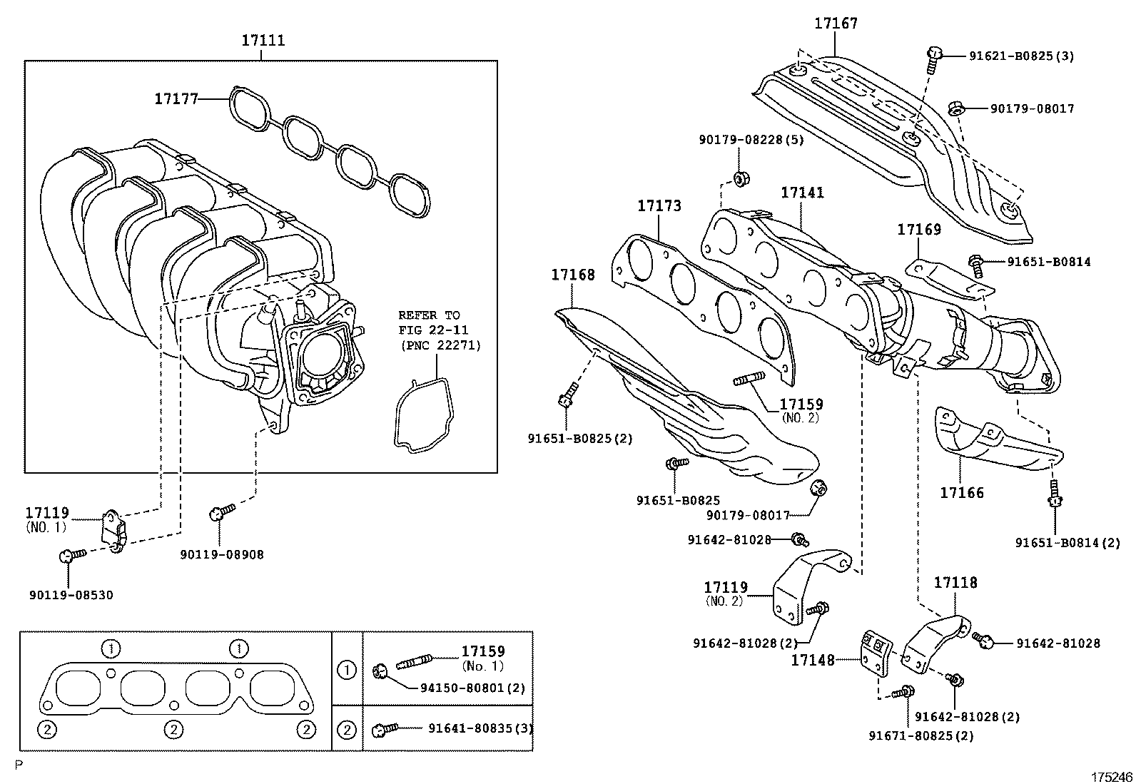 Прокладка впускного коллектора Toyota Corolla e120 (2001-2006)