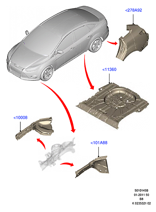 Крыло заднее правое Ford Focus 3 седан (2011-н.в.)