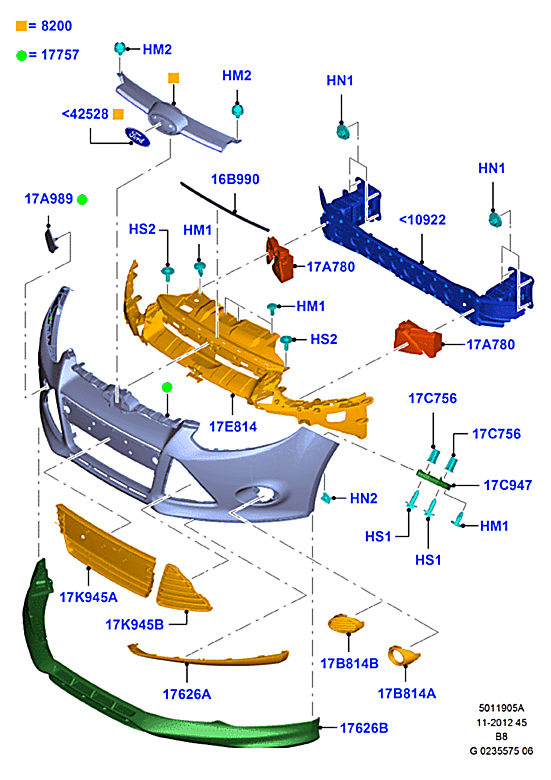 Решетка бампера переднего центр Ford Focus 3 (2011-н.в.)