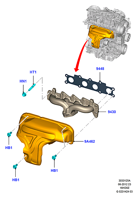 Прокладка выпускного коллектора Ford Kuga 2 (2013-н.в.)