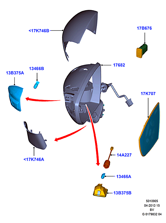 Элемент зеркала правый Ford Kuga 1 (2008-2013)