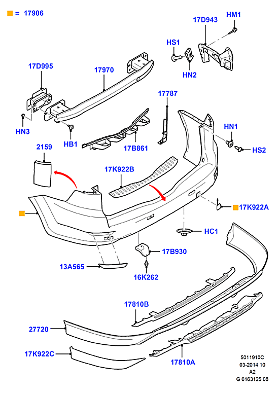 Усилитель бампера заднего Ford Mondeo 4 (2007-2015)