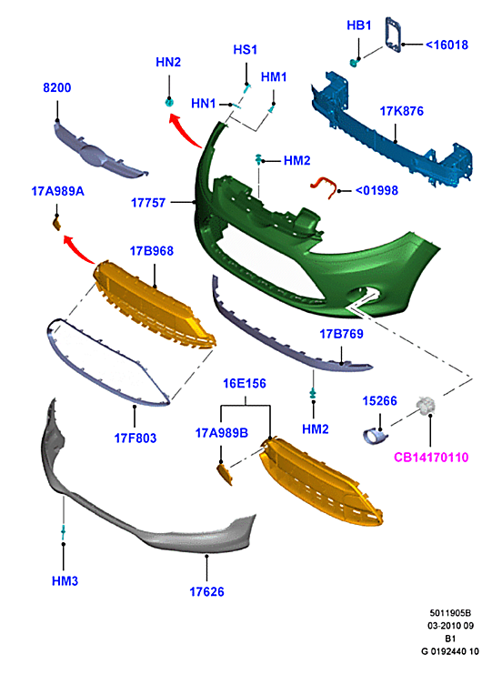 Решетка бампера переднего Ford Fiesta 6 (2008-2012)