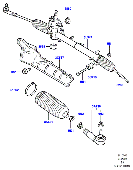 Рейка рулевая в сборе Ford Fiesta 5 (2001-2008)