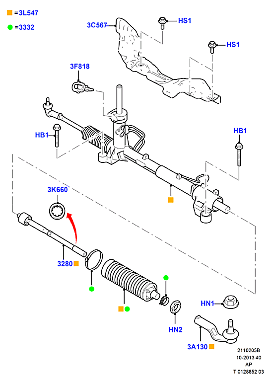 Рейка рулевая в сборе Ford Focus 2 (2005-2011)