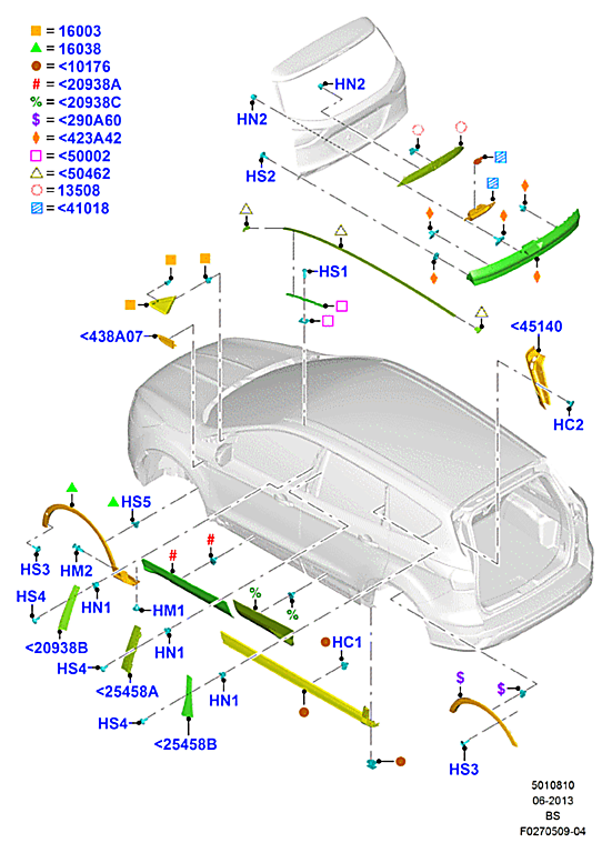 Молдинг арки колеса заднего левый Ford Kuga 2 (2013-н.в.)