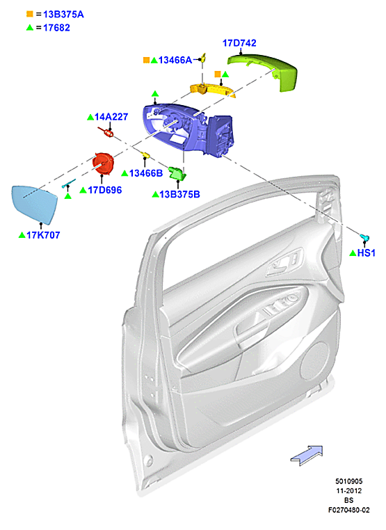 Зеркало правое Ford Kuga 2 (2013-н.в.)