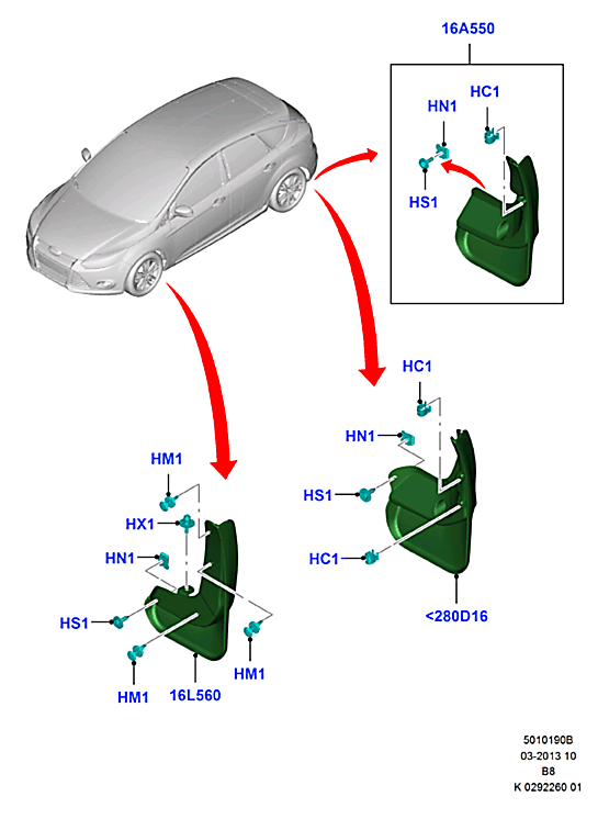 Брызговик задний правый Ford Focus 3 (2011-н.в.)