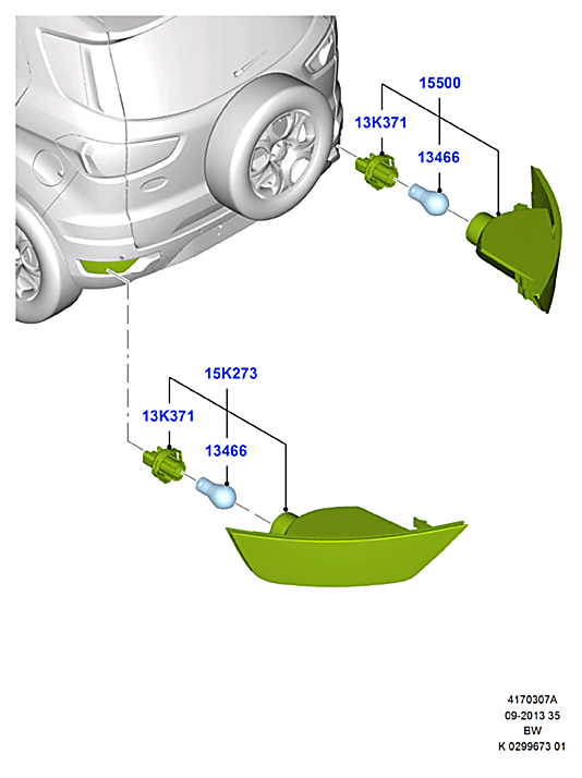 Фонарь противотуманный левый Ford Kuga 2 (2013-н.в.)