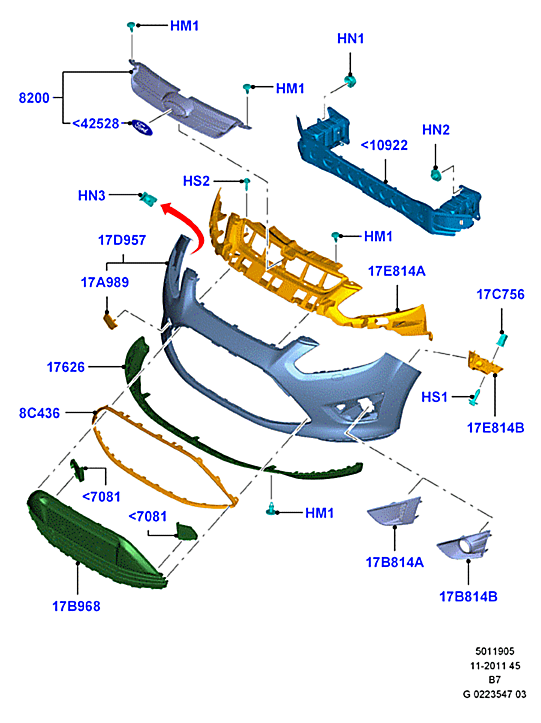 Усилитель бампера переднего Ford Focus 3 (2011-н.в.)