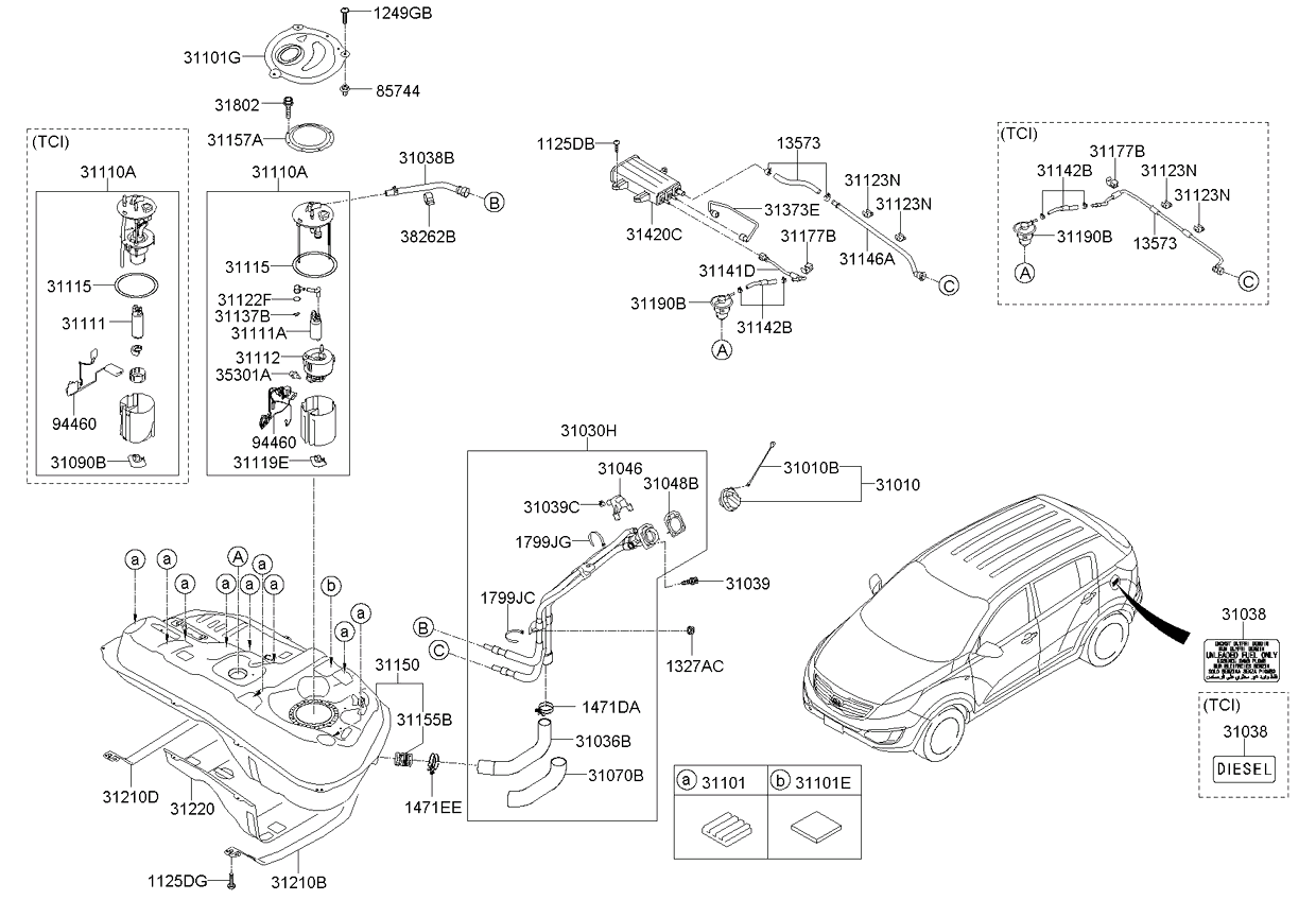 Насос топливный в сборе KIA Sportage 3 (2010-2015)