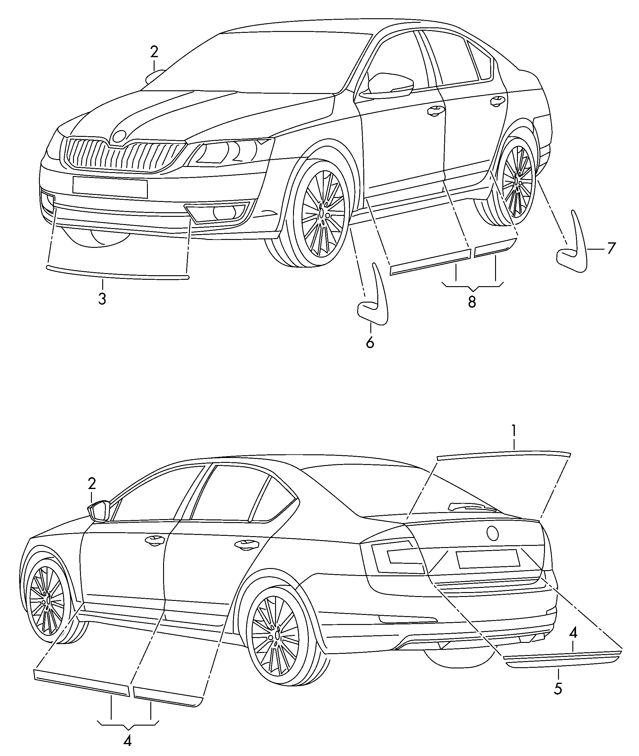 Брызговики передние комплект Skoda Octavia A7 (2013-н.в.)