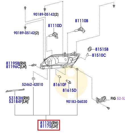 Фара левая Toyota Rav 4 III (2005-2013)