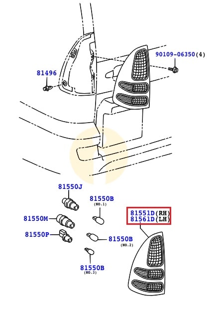 Фонарь левый Toyota Prado 120 (2002-2009)