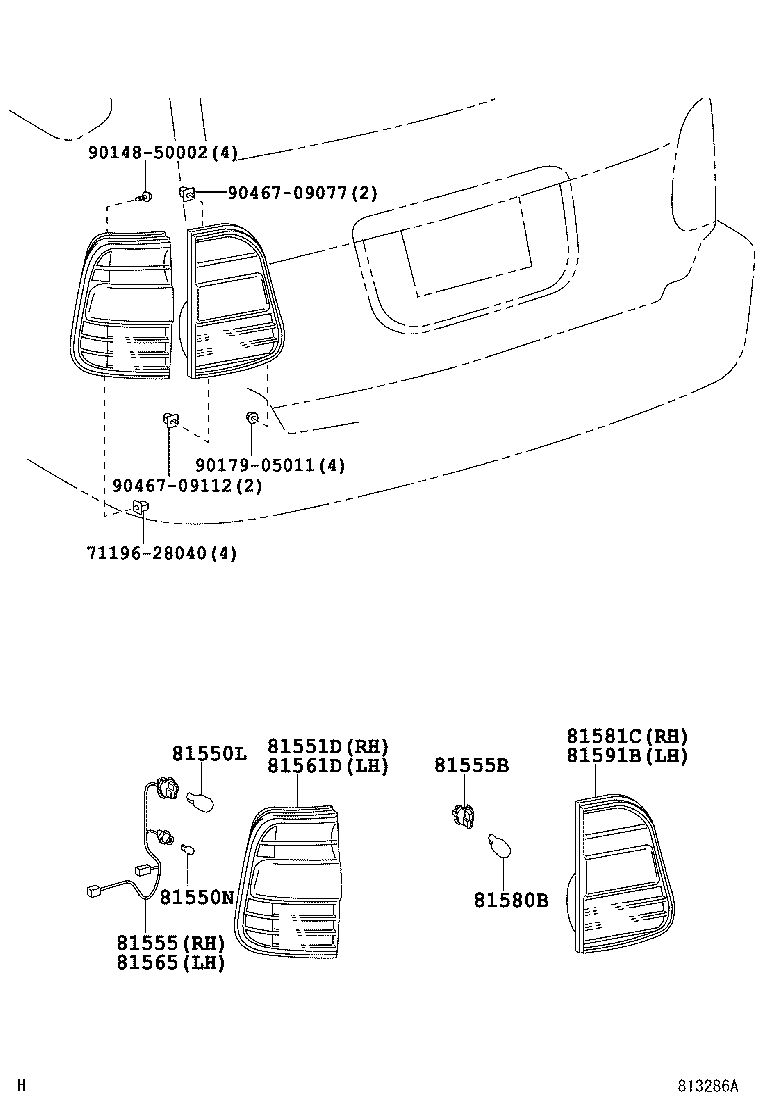 Фонарь левый наружный Toyota L Cruiser 100 (2002-2007)