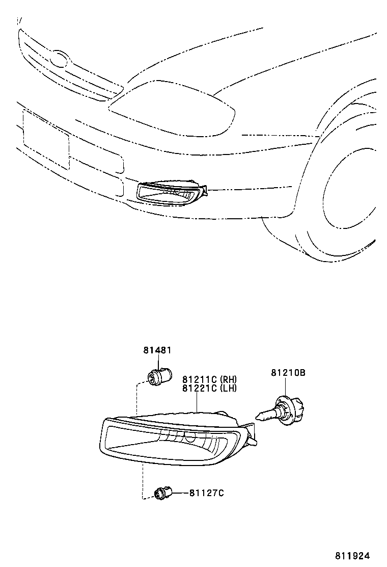 Фара противотуманная (ПТФ) правая передняя Toyota Corolla e120 (2001-2004)