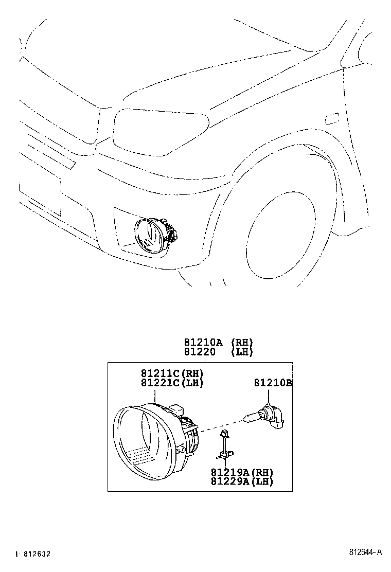 Фара противотуманная (ПТФ) левая Toyota Rav 4 II (2000-2005)