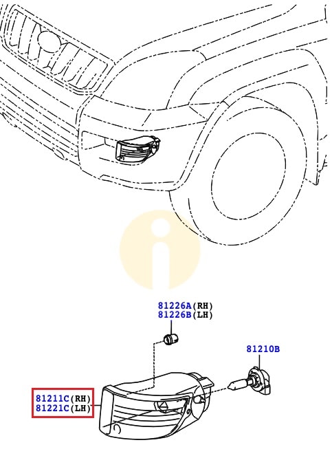 Фара противотуманная (ПТФ) левая Toyota Prado 120 (2002-2009)