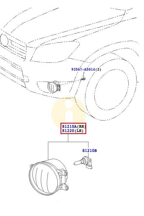 Фара противотуманная (ПТФ) левая Toyota Rav 4 III (2005-2013)