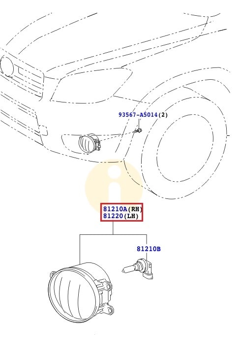 Фара противотуманная (ПТФ) правая Toyota Rav 4 III (2005-2013)