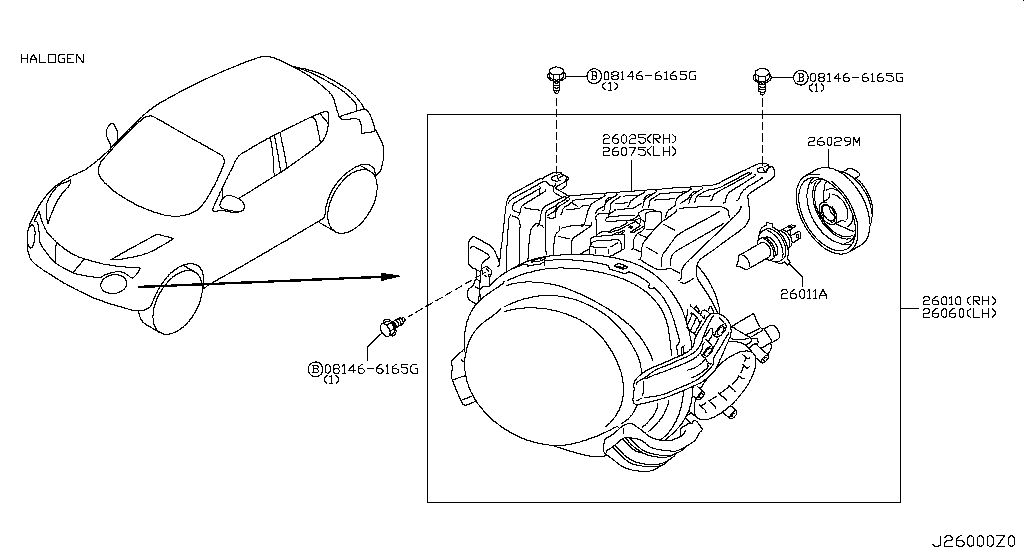 Фара левая Nissan Juke F15 (2010-2017)