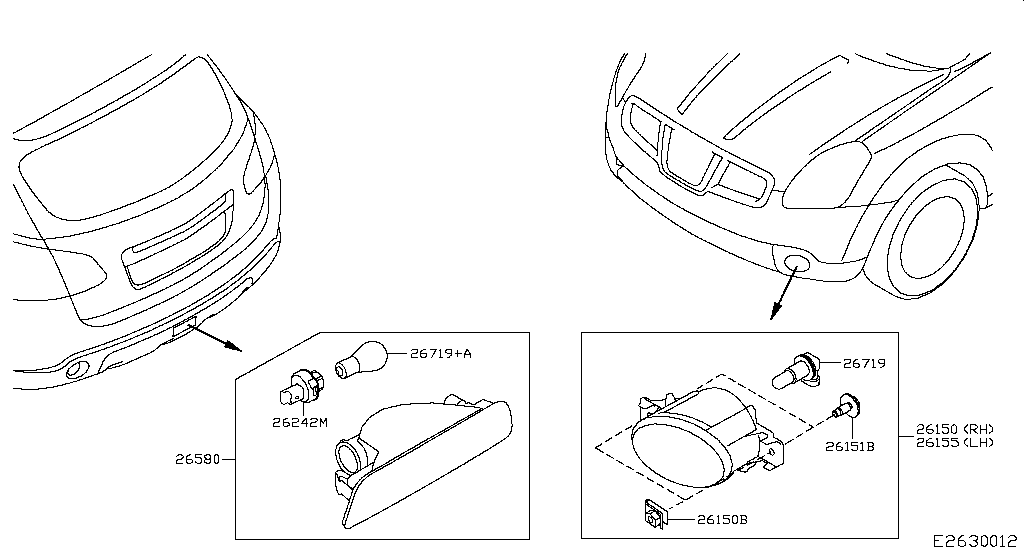 Фонарь противотуманный (ПТФ) Nissan Qashqai J10 (2007-2014)