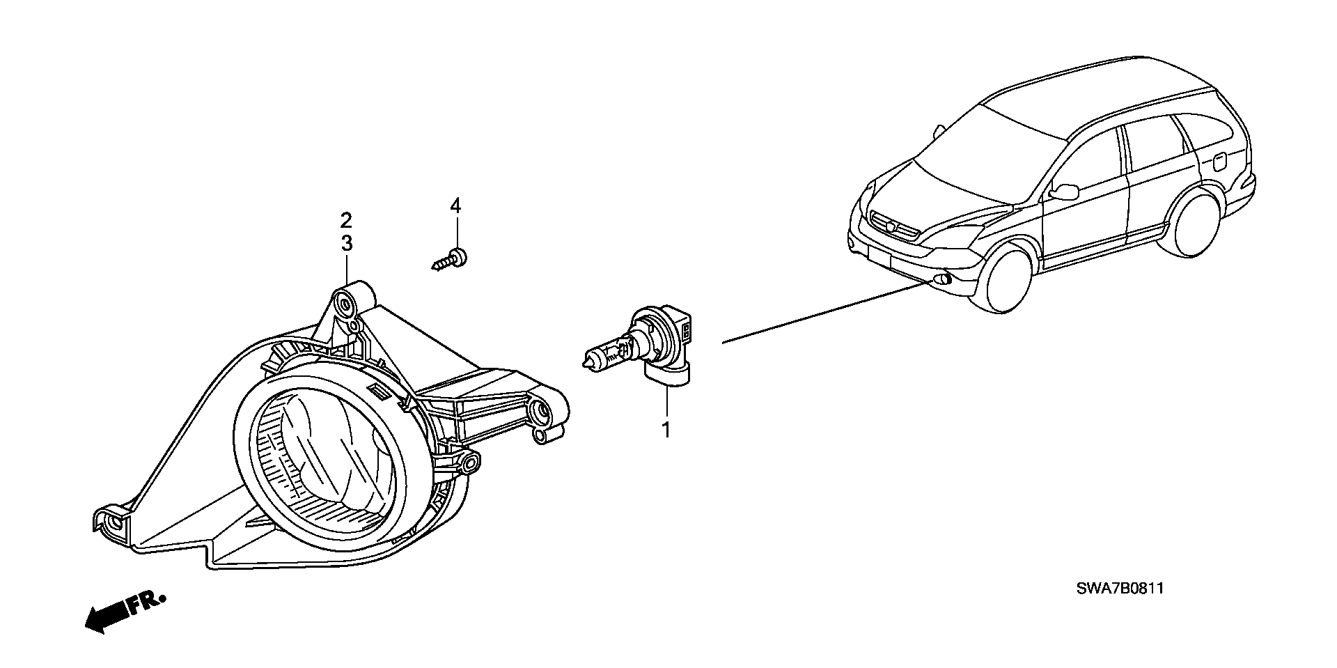 Фара противотуманная (ПТФ) левая Honda CR-V 3 (2007-2010)