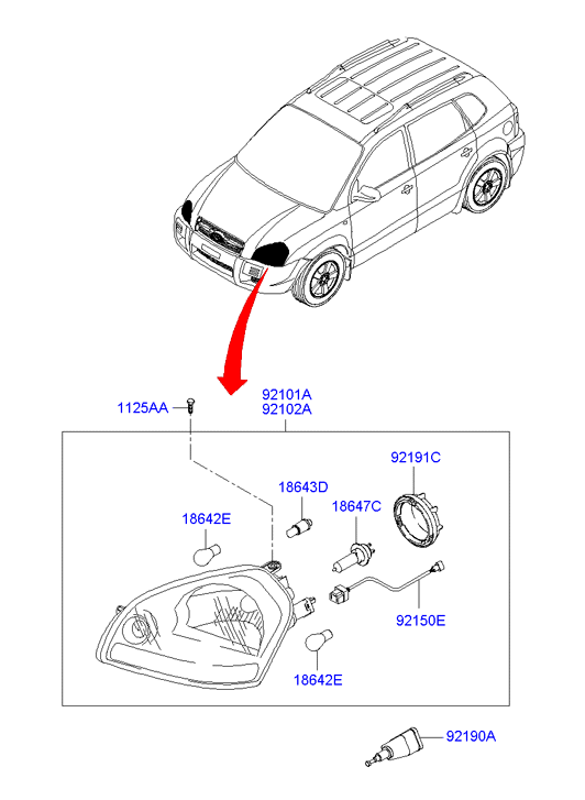 Фара левая Hyundai Tucson 1 (2004-2010)